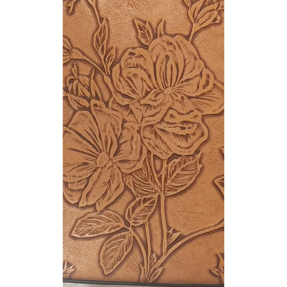 Vegan Purse hand tooled look faux turquoise‎ accent